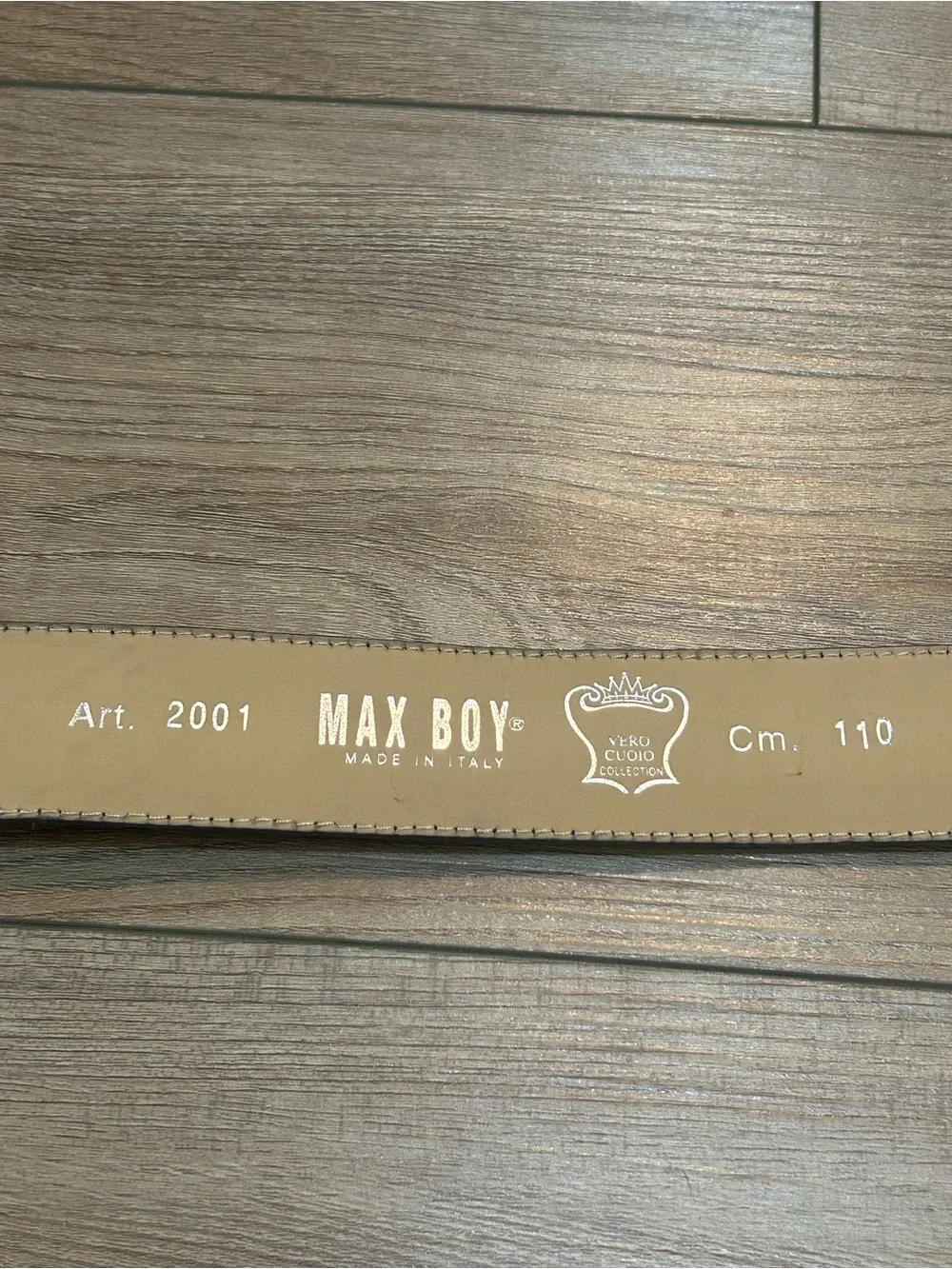 Max Boy Italy Genuine Leather Black Belt 110cm Silver Buckle